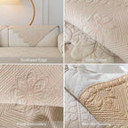 Cotton Quilted Dog Couch Cover for Sofa Farmhouse Rustic Embroidery Sectional Couch Cover Soft Anti-Slip Sofa Slipcover Furniture Protector for Kids, Pets (Khaki,43"x94")