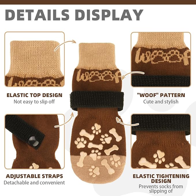 KOOLTAIL Dog Socks Shoes for Hot Pavement to Prevent Licking Paws, Winter Dog Boots & Paw Protector for Hardwood Floors Anti Slip,Traction Control Grip Booties for Small Medium Large Senior Dogs, L