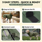 PU Dog Raincoat, Non-Toxic & Odorless Waterproof Vest, Adjustable High Neck and Hook & Loop Belly Closure for Rainy Potty Breaks & Wet Weather Outdoor Walks (Olive Green, XXX-Large)