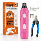 Pet Nail Grinder for Dogs and Cats, 2-Speed Electric Dog Nail Trimmer, Extral Steel Pet Nail Clipper, Rechargeable 2000mAh Nail Grinder for Small Medium Large Dogs with 2 LED Lights, Pink