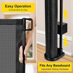 Reinforced 42” Tall x 100” Extra Wide Retractable Baby Gates for Doorways Extra Tall Pet Gate with Rods to Prevent Crawling Through, Dog Gate for Large Openings Extra Long Mesh Gate, Black