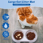 Sliner 7 Pcs Kitten Litter Box Starter Kit, 2 Plastic Small Kitty Litter Box Training Low Entry with Scoop, 2 Double Cat Bowl and Mat for Kitten Indoor(Blue)