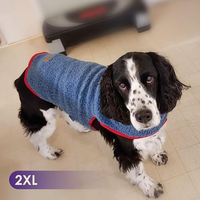cyeollo Warm Dog Coat Reversible Winter Coats Large Pet Sweater Vest, Fleece Sherpa Dog Jacket for Large Dogs with Leash Hole, Soft Pet Cold Weather Coats, Blue, XXXL