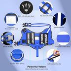 Service Dog Vest Harness and Leash Set+10 Patches,Easy Walk Blue XL | No Pull&Adjustable Reflective Dog Harness Large Sized,Dog Leash with 2 Soft Padded Handles,for Training Hiking Walking
