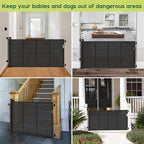 2 Pack Reinforced 55" Wide Retractable Baby Gates with Reinforced Strips, Indoor/Outdoor Retractable Dog Gate for Doorway Prevent Bottom Drilling Through, No Bottom Bar Safety Mesh Baby Gate for Stair