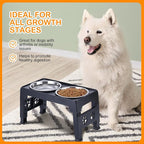 LALOBLUE Elevated Dog Bowls, Raised Bowl with 2 Stainless Steel Food Bowls, Dog Bowls Stand Adjusts to 5 Heights 2.95", 8.46", 9.65", 10.82", 12.01" for Small Medium Large Cats Pets,Black