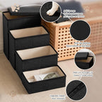 Love's cabin Dog Stairs for High Bed, Foldable Pet Stairs for Small Medium or Large Dogs Puppy with Storage for Bed or Couch, Cat Dog Steps Ramp with Zip up to 200 lbs, Black, 4 Steps