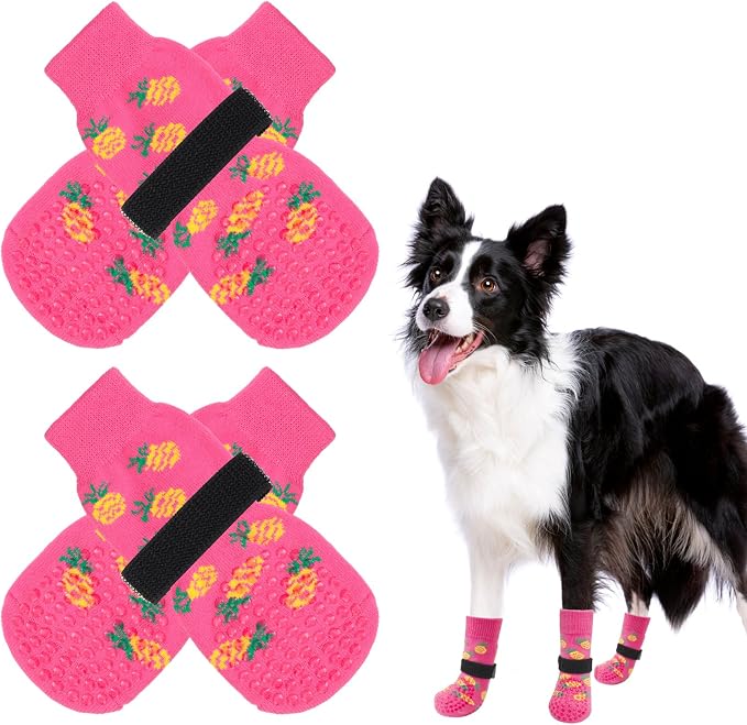 SCENEREAL Anti Slip Dog Socks to Prevent Licking Paws for Hardwood Floors | Double Sides Dog Shoes Boots & Paw Protectors for Hot/Cold Pavement, Dog Grippy Booties for Small Medium Large Senior Dogs