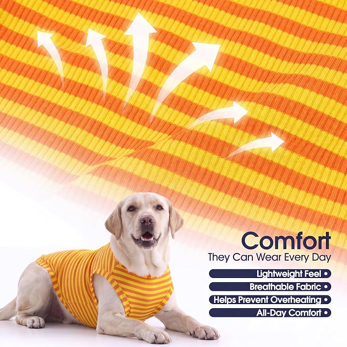 IECOii 2 Pack Dog Surgery Recovery Shirt Sleeveless Lightweight Dog Tshirt | T-Shirts with Stretch Fit,Gentle on Sensitive Skin,Anti-licking for Hot Spots,Shedding Control Tee,For Small to Giant Dogs