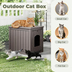 Cat Litter Box Enclosure, Enclosed Cat Litter Box Raised Floor, Openable Front Door Outdoor Cat House Weatherproof, Easy to Clean, Grey