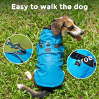 JoyDaog Dog Raincoat with Hood, Waterproof Dog Rain Jacket for Large Dogs | Waterproof dog rain jacket with hood and pockets for rainy walks, outdoor activities and everyday protection,Blue L