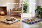 Cooling Mat for Cats, Reversible Self Warming Cat Bed, Dark Blue, 18x24 In | Cool-Touch Ice Silk Side, Plush Fleece Warm Side, Heat-Reflective Foil for Indoor Cats, Kittens, Small Dogs and Crates