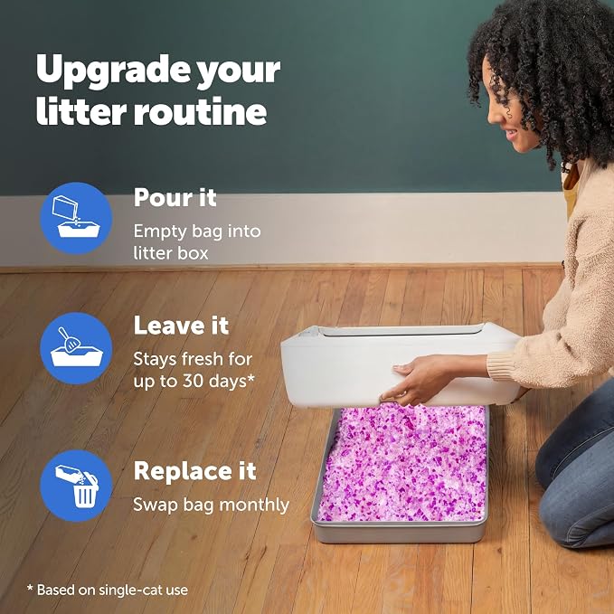 PetSafe ScoopFree Odor Control Crystal Cat Litter, Lavender Scent, 8 Lb Bag | 5x Faster Odor Control than Clumping Clay Litter, 99% Dust-Free, Low Tracking Crystals, Compatible with Any Cat Litter Box