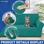 YEMYHOM Couch Cover Latest Jacquard Design High Stretch Sofa Covers for 2 Cushion Couch, Pet Dog Cat Proof Loveseat Slipcover Non Slip Elastic Furniture Protector (Medium, Begonia Leaf Blackish Green)