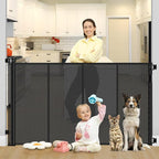 Reinforced 42" Tall X 80" Wide Retractable Dog Gate for Hallway Extra Tall Baby Gates for Dogs Indoor High Reinforced Bar Retractable Baby Gates for Doorways Extra Wide Pet Gate Outdoor, Black