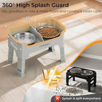 URPOWER Mess Proof Elevated Dog Bowls, Splash Guard Raised Bowl Stand | 4 Height Adjustable Raised Stand with 2 Stainless Steel Food Bowls & Licking Plate for Small, Medium & Large Dogs