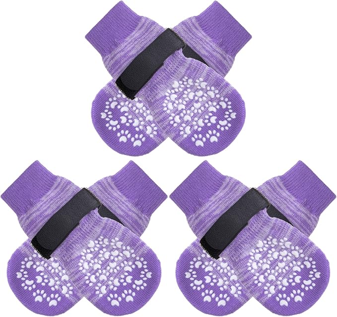 EXPAWLORER 6PCS Anti-Slip Dog Socks to Prevent Licking Paws,Dog Shoes for Hot Pavement,Best Paw Protector Traction Control on Hardwood Floor,Dog Booties for Puppy Small Medium Large Senior Dogs