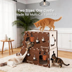 Cat Tunnel House for Indoor Cats, 3-in-1 Felt Cave and Scratcher | Fits 12–22 lb pets, reinforced top supports lounging, joins two units into a 47-inch play zone, includes two catnip bell toys