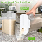 Viretec Rice Storage Container, 5 to 10lb Dry Food Airtight Dispenser, Pet Dog Cat Food Canister, BPA Free Clear Plastic Kitchen and Pantry Organization Bin for Oatmeal, Cereal, Pasta, Flour White