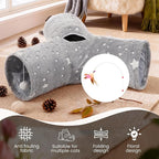 Tempcore 3-Way Collapsible Cat Tunnel Toy with Self-Luminous Tube & Teaser Wand, Peek Holes & Hanging Ball, Photoluminescence Play Tunnel for Indoor Cats, Puppy, Rabbit