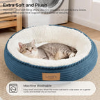Love's cabin Round Donut Cat and Dog Cushion Bed, 20in Pet Bed for Cats or Small Dogs, Anti-Slip & Water-Resistant Bottom, Super Soft Durable Fabric Pet beds, Washable Luxury Bed Dusty Blue
