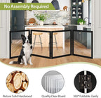 LZRS Extra-Wide Clear Dog Gate for Indoor Use - Transparent Pet Fence with Solid Hardwood and Plastic Board, Stylish & Durable freestanding Pet Gate for Doorways, Stairs and Hallways-4 Panel Black