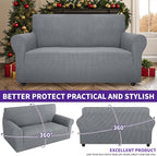 ZNSAYOTX Super Stretch Couch Cover Love Seat Sofa Covers for Living Room Dogs Pet Friendly Furniture Protector Spandex Loveseat Slipcovers with Anti Slip Foam Sticks (Light Grey, Loveseat)