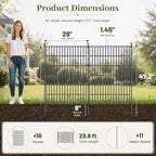 No Dig Garden Fence Outdoor for Yard, 40in (H) x 23.6ft(L) | 10 Panels Animal Barrier Fence, Rustproof Metal Temporary Dog Fence, Decorative Fencing for Patio, Flower Bed