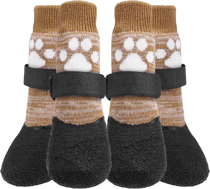 KOOLTAIL Anti Slip Dog Socks for Hot/Clod Pavement to Prevent Licking Paws，Dog Booties for Hardwood Floors, Traction Rain Dog Boots&Paw Protectors Shoes with Grip for Small Medium Large Senior Dogs M