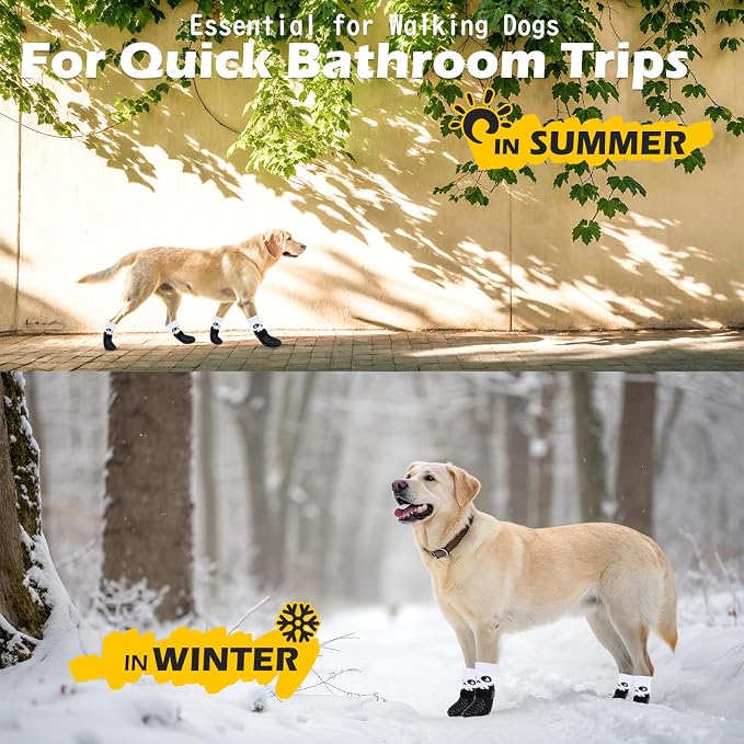 EXPAWLORER Anti Slip Dog Socks to Prevent Licking Paws for Cold Winter, Double Sides Dog Shoes Boots & Paw Protectors Booties for Hardwood Floors with Grip Small Medium Large Senior Dogs Halloween L