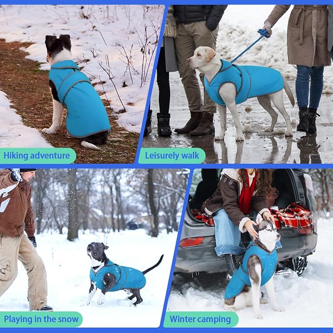 MIGOHI Warm Dog Coat Winter Dog Jacket,Waterproof Cold Weather Coats for Dogs,Fleece Jacket for Small Medium Large Dogs,Reflective Thick Fleece Vest with Leash Hole