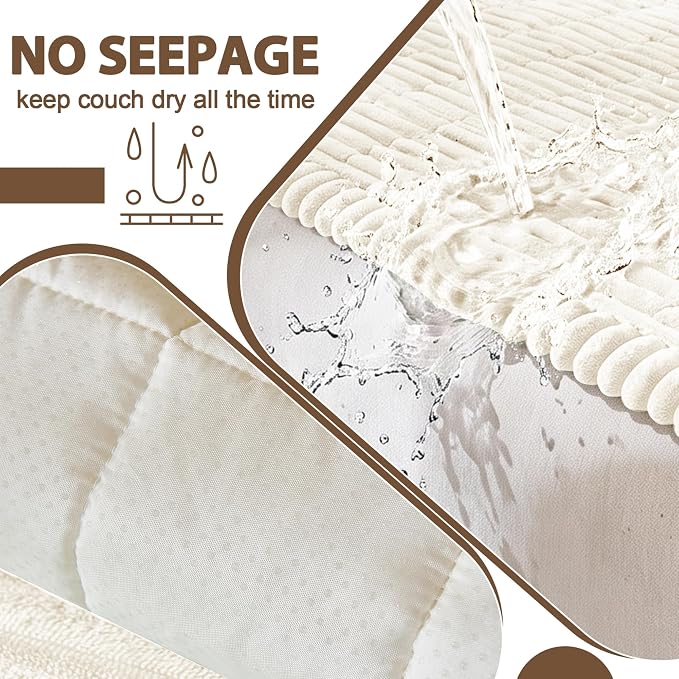FUANGUI Waterproof Couch Cover Sofa Cover for Dogs and Pets Sofa Protector | Non-Slip Washable Fuzzy Soft Cat Bed Sofa Slipcover for 2-3 Cushion Couch Sofa Pet Friendly, Beige, 27.6" x 82.7", 1 pcs