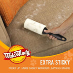 WulaWindy Extra Sticky Lint Rollers for Pet Hair, 6 Rolls, 2 Handles | Extra-sticky lint rollers with 6 rolls and 2 reusable handles for pet hair, lint and dust on clothes, sofas and furniture.