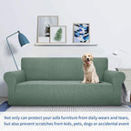 MAXIJIN Super Stretch Couch Cover for 3 Cushion Couch, 1-Piece Universal Sofa Covers Living Room Jacquard Spandex Furniture Protector Dogs Pet Friendly Fitted (Extra Large, Pea Green)