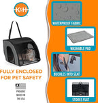 K&H Dog Car Seat, Travel Safety Carrier for Pets, Small, Gray/Black | Enclosed Car Seat for Dogs, Soft-Sided Covered Pet Carrier, Washable Pad, Multiple Entrances, Mesh Windows, 17x16x15in