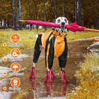 Dog Raincoat, 4 Leg Waterproof Dog Rain Jacket with Hood, Orange S | Rain Coat For Small Dogs, Doggy Poncho With Leash Hole, Snap Buttons, For Rainy Snowy Weather Walks, Hiking, Camping