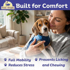 Surgi Snuggly Dog Surgery Recovery Suit - Dog Onesie for Post Surgery Recovery, Female Spay & Male Neuter - Surgical Suit for Dogs, E-Collar Cone Alternative, Double Blue - Medium - 14" - 17" (EC)