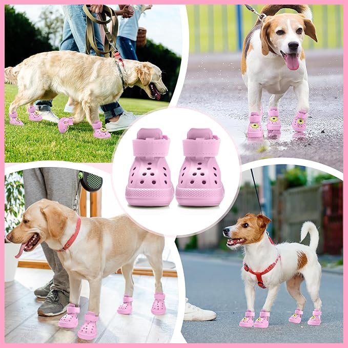 Nasjac Dog Shoes for Hot Pavement - Breathable Dog Sandals with Non Slip Soles & Reflective Straps, Easy ON & Off, Easy-Clean Summer Outdoor Pet Boots for Small Medium Large Dogs, Pink, 9