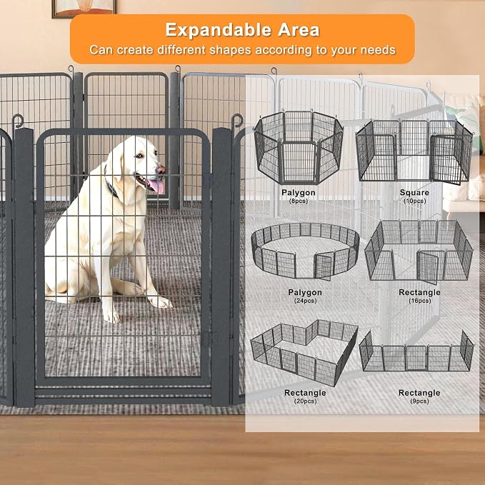 Low Threshold Dog Playpens Fence Indoor, 40 inch 42 Panels Heavy Duty Metal Outdoor Pet Playpen for Large/Medium/Small Dogs, Tall Dog Play Exercise Pens Outside