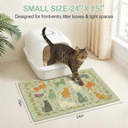 Glittme Cat Litter Mat with Non-Slip Bottom Litter Box Mat 24"X15" Litter Trapping Mat Easy to Clean Washable Cat Food Mat for Kitty,S