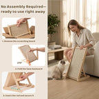 XiaZ Sisal Cat Scratcher, 31" Wooden Cat Scratching Board with 5 Adjustable Heights, Replaceable Sisal Mat and Angled Scratch Pad for Indoor Cats, Ready to Use, No Assembly Required
