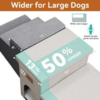 Zerbuger Dog Stairs with Storage, Beige 4 Steps Dog Ramp with Condo for Bed | 23" H Wider Dog Steps for High Beds Couch, Folding Storage Pet Stairs Gift for Climbing Small/Medium/Large Old Dogs Cats