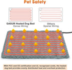 GASUR Heated Dog Bed, 28''x20'' Waterproof Cat Heating Pad with Timer Temperature Adjustable, Indoor Heated Electric Pet Bed for Cats Dogs, Auto Power-Off, Anti-bite Pet Heated Pad, Medium