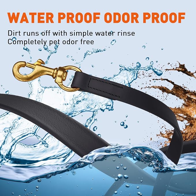 Viper Biothane K9 Working Dog Leash Waterproof Lead for Tracking Training Schutzhund Odor-Proof Long Line with Solid Brass Snap for Puppy Medium and Large Dogs, 10ft Black