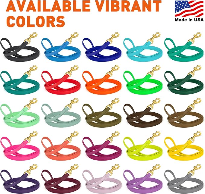 Viper Biothane K9 Working Dog Leash Waterproof Lead for Tracking Training Schutzhund Odor-Proof Long Line with Solid Brass Snap for Puppy Medium and Large Dogs, 33ft Sky Blue