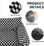 Dog Beds for Small Medium Dogs, Washable Soft Fleece Dog Bed with Removable Cover, Puppy Sofa Bed with Anti-Slip Bottom, Pet Sleeping Bed for Indoor Cats & Dogs Under 23 lbs (Grid Black)