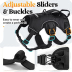 rabbitgoo Escape Proof Dog Harness for Medium, No Pull with Lift Handle | No Escape, Full Soft Padded, Reflective Adjustable Vest, Leash Clip for Walking Hiking Training, Black, Medium