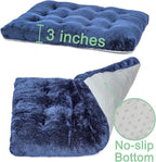 POMIU 2-Pack Washable Dog Bed, Deluxe Plush Crate Beds with Anti-Slip, Machine Washable Kennel Pad Sleeping Mat for Large, Medium and Small Dogs (2 Pack x Navy, 35.0" L x 23.0" W x 3.0" Th)