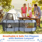 2-in-1 XLarge Portable Cat Playpen Assembly-Free for Indoor Cats Enclosed Pop Up Dog Play Pen Outdoor Puppy Pet Tent Crate House Condo Kitten Kennel Small Animals Cage(No Divider, Unified Space)