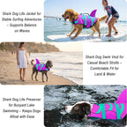 Fragralley Shark Dog Life Jacket, Easy to Put on Dog Life Vest for Swimming and Boating, Vibrant & Adjustable Dog Life Preservers for Small Medium Large Dogs, Suit to Swim, Fish, Beach, Surfing